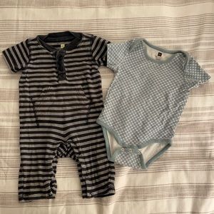 Lot of 2 Boys Tea Collection Bodysuits 0-6 Months